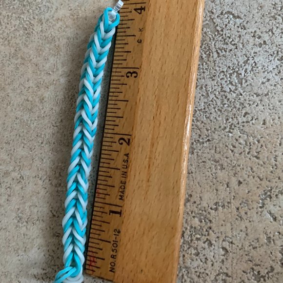 Rainbow Loom Blue and White Bracelet with Charm - Picture 2 of 2